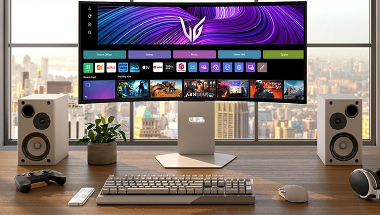 Front image of the UltraGear? 34gx90sa gaming monitor.