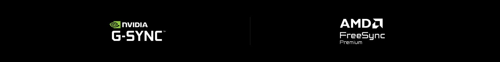 Logos of NVIDIA G-SYNC, AMD FreeSync Premium.
