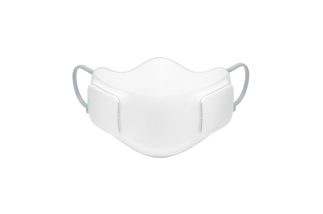 LG PuriCare? Wearable Air Purifier, LG PuriCare? Wearable Air Purifier, Front view of the body with a green light indicating a full battery, AP300AWFA, AP300AWFA