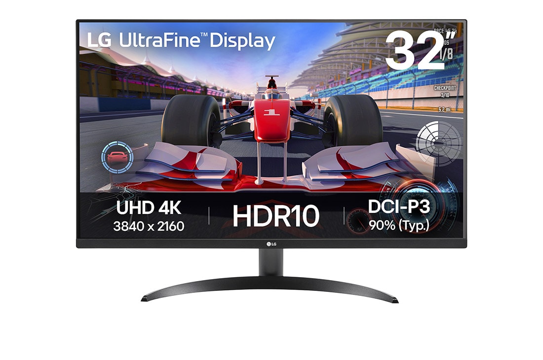 LG 31.5-inch UltraFine 4K HDR Monitor with stereo speaker, front view, 32UR500K-B