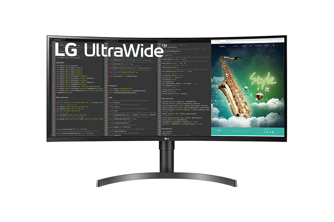 LG 35'' UltraWide? QHD HDR VA Curved Monitor, Front view, 35WN75C-B