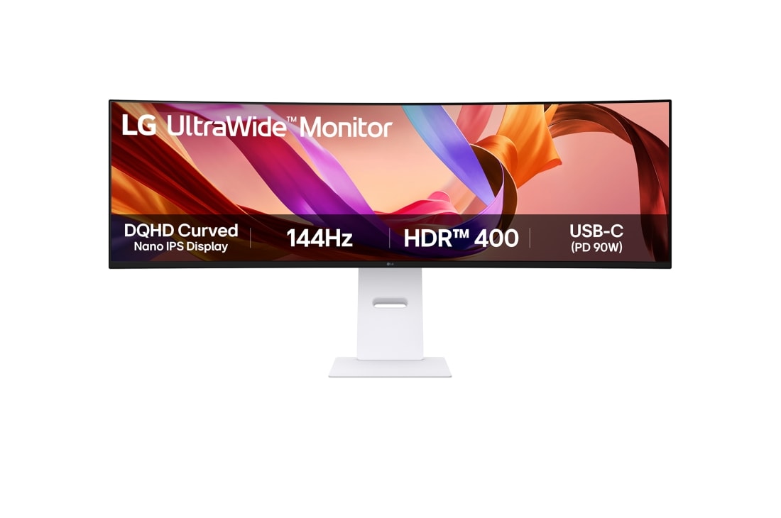 LG 49-inch curved UltraWide Dual QHD Nano IPS monitor with 144Hz and HDR 400, Front view, 49U950A-W