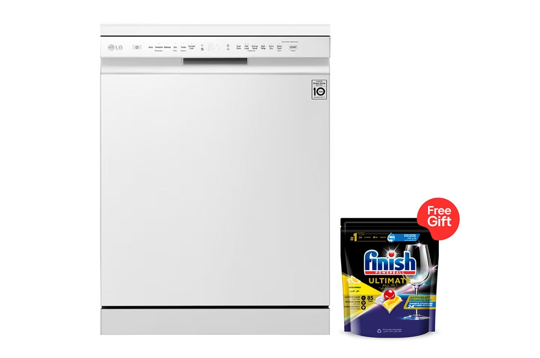 LG QuadWash? White Dishwasher with ThinQ?, Front view, DFB512FW
