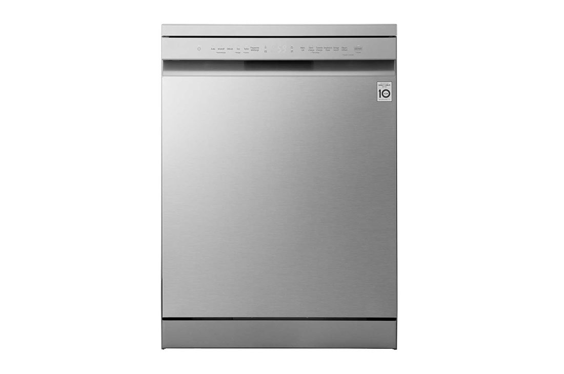 LG 14 Place Setting QuadWash? Dishwasher, Platinum Silver, Easy Rack Plus, Turbo Cycle, front view, DFC513FV