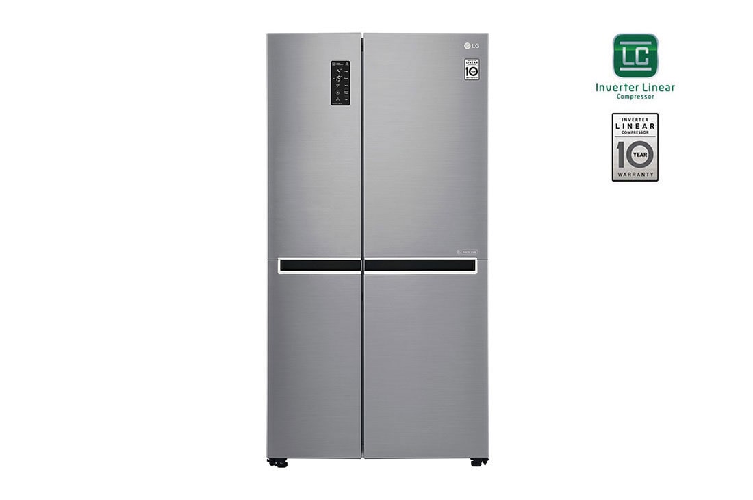 Side by Side Refrigerator, Platinum Silver, Inverter Linear Compressor, Mega Capacity, Smart Diagnosis?