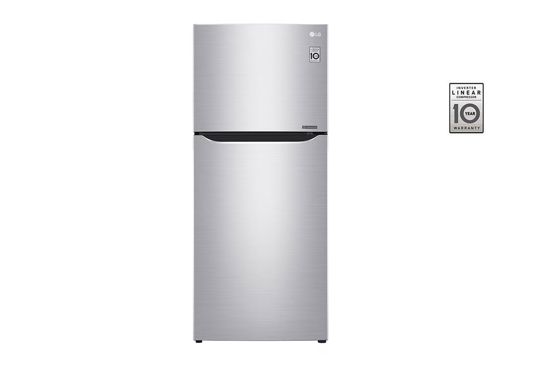 LG Top Mount Fridge, Smart Inverter, 393L, Silver, front view, GN-B492SLCL
