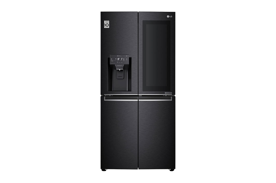 LG Slim Fridge, French Door InstaView?, 423L, Black, Front View, GR-X29FTQEL
