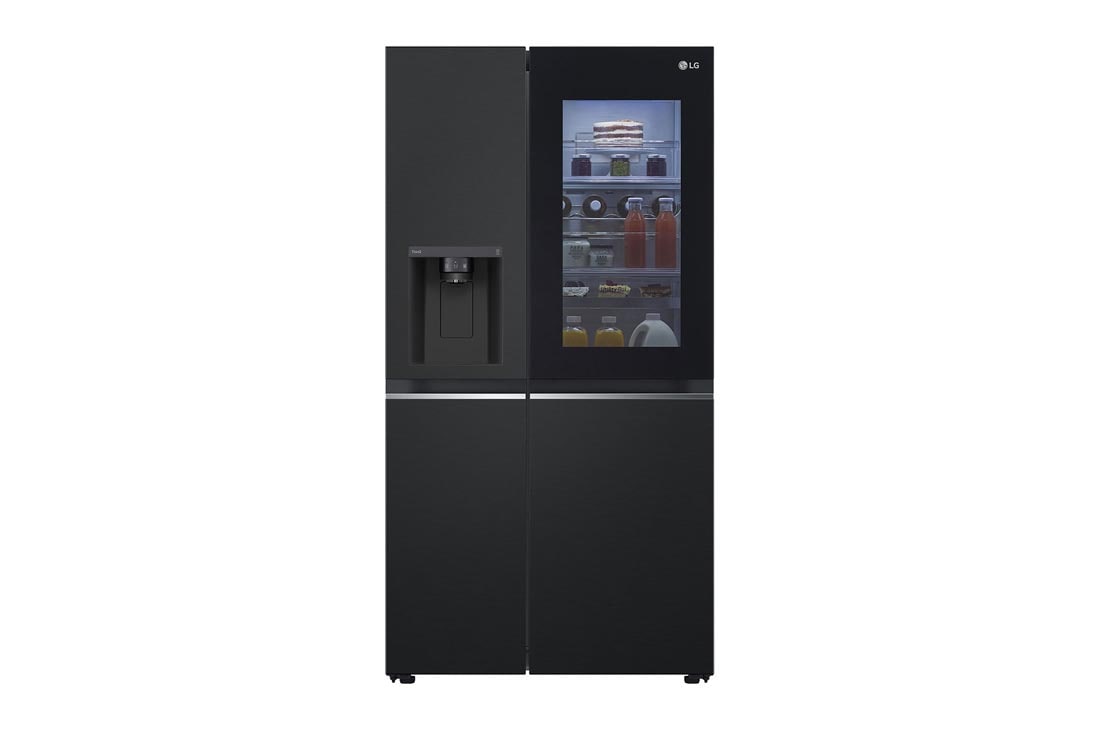LG Instaview?, Door-in-Door? Refrigerator, front light on, GR-G267CQEW