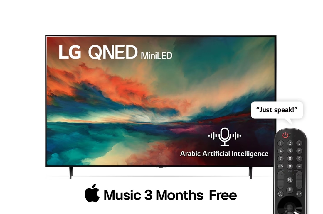 LG QNED85 Series, 75 inch MiniLED 4K SmartTV, 2023, front view, 75QNED856RA