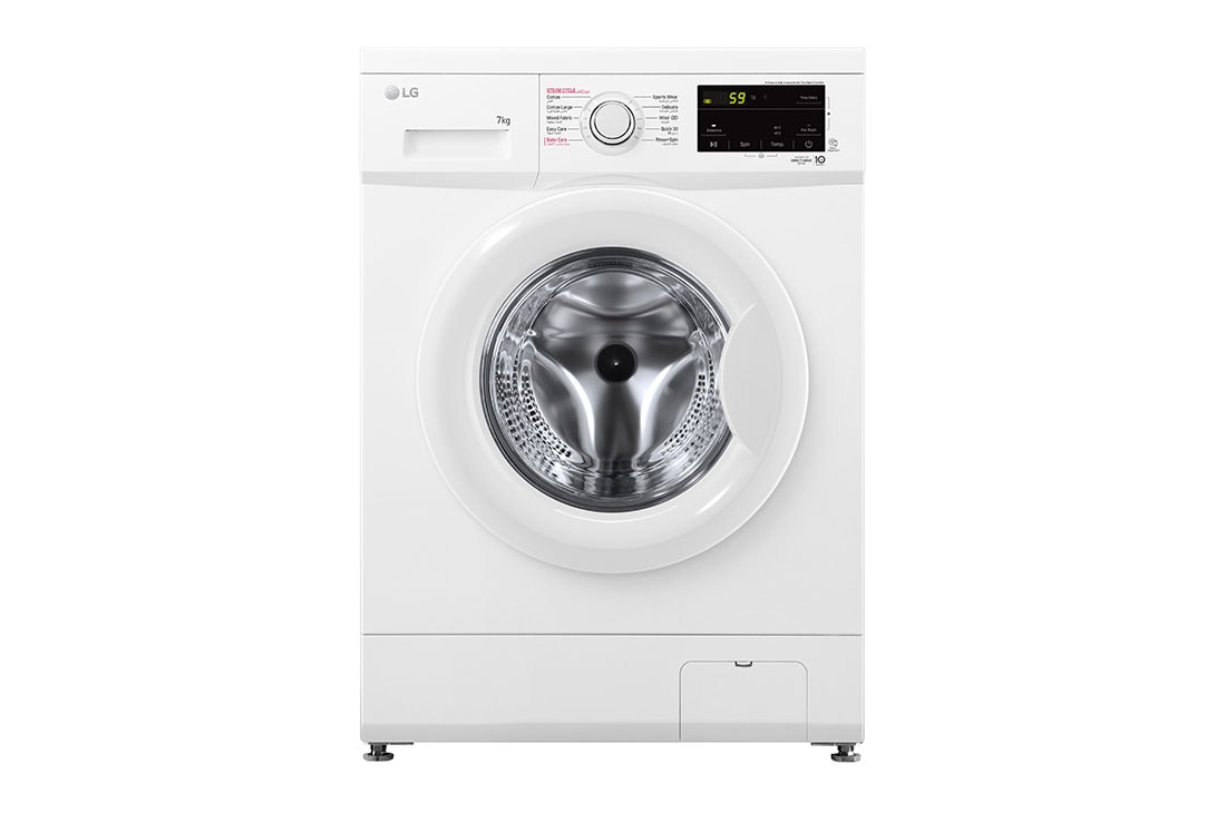 LG  7kg Washing Machine, Direct Drive, White, Front View, FH2J3HDYL02