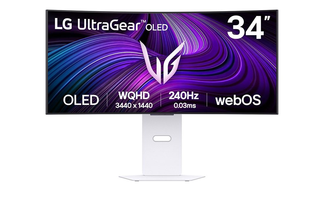???? ??????? ???????? LG UltraGear? OLED ???? 34 ???? ???? WQHD ?????? ????? webOS ???? ??????? 0.03ms (GtG) ????? ????? 240Hz ????? LG AI