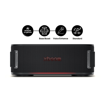 ????? LG XBOOM ?? ????? ????? ?????? ??????? ????????? ???? ????? ?????? (Bass Boost)? ????? ????? (Voice Enhance)? ???? ??????? (Standard).