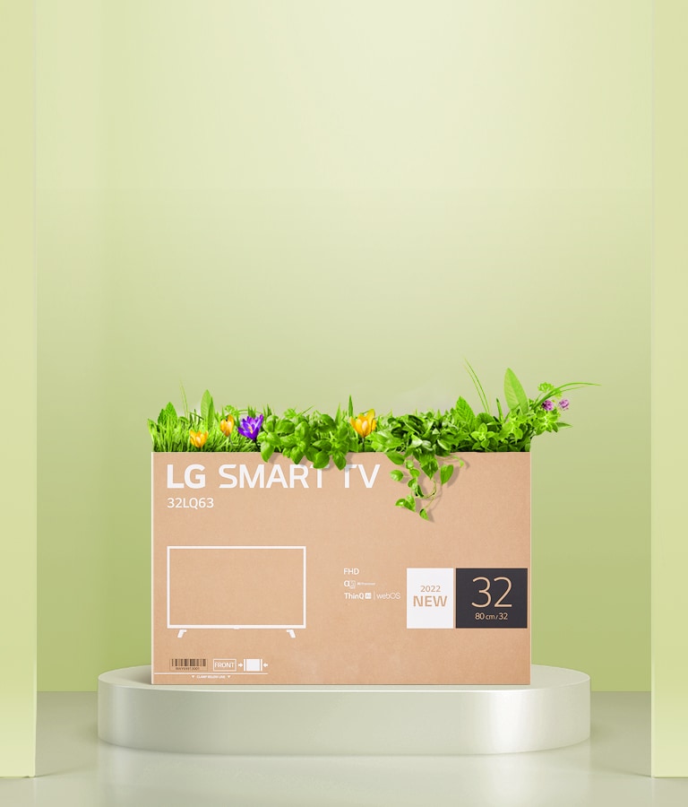 A flower box upcycled using an LG FHD monitor box packaging.
