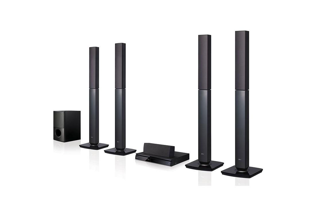 LG 1000W 5.1CH HOME THEATRE SYSTEM , JERSEY SPEAKER, 4 TALLBOY, FRONT FIRING SUBWOOFER, LHD655BT, thumbnail 0