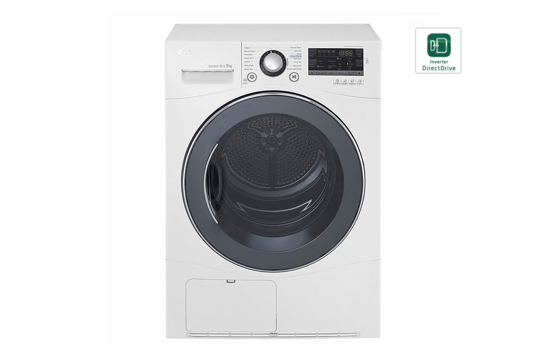 LG Front Load Dryer 9kg, White, Inverter Direct Drive Motor, Sensor Dry, LED Lighting, Smart Diagnosis, RC9066A3F
