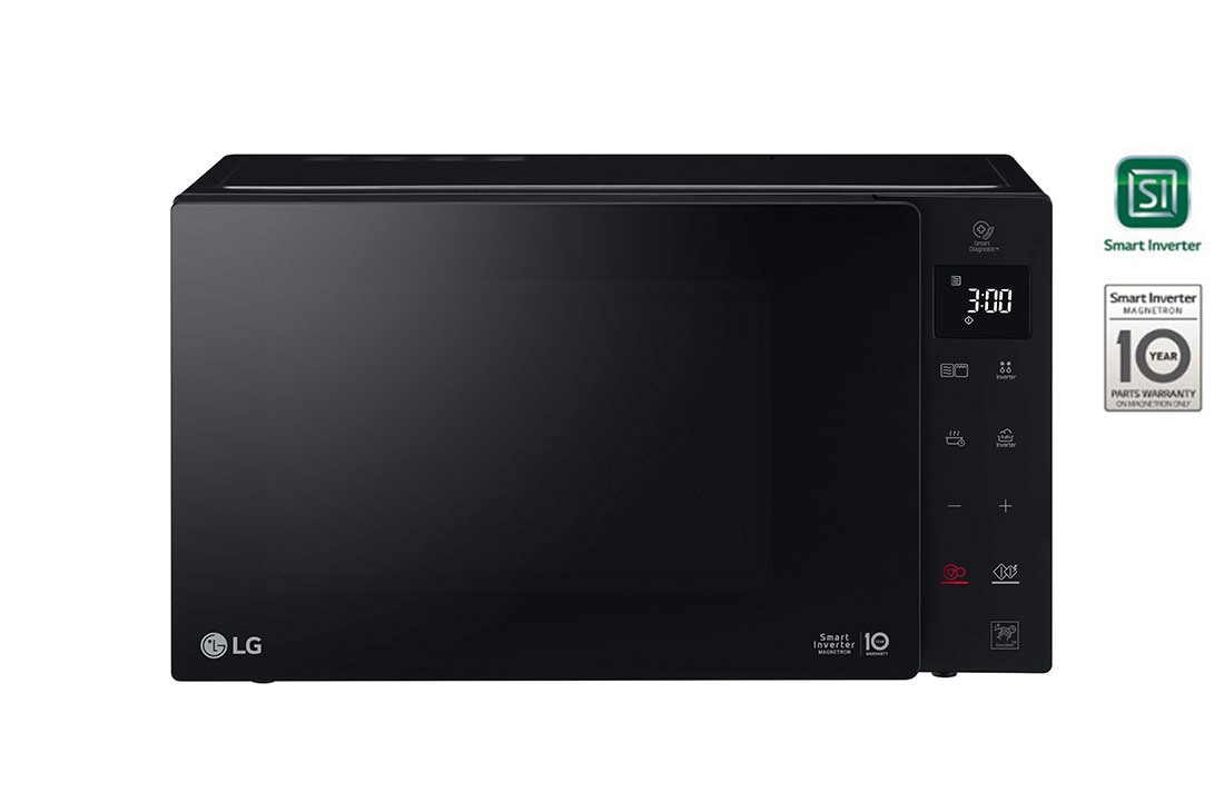 LG NeoChef Microwave, 25litres, Black, Smart Inverter with 10year warranty, Grill, Smart Auto Cook, Full Glass Touch, MH6535GIS, thumbnail 0