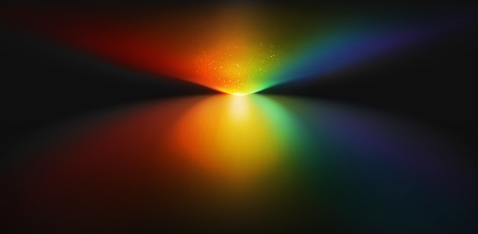 Prism comes in through a hole into black space. 