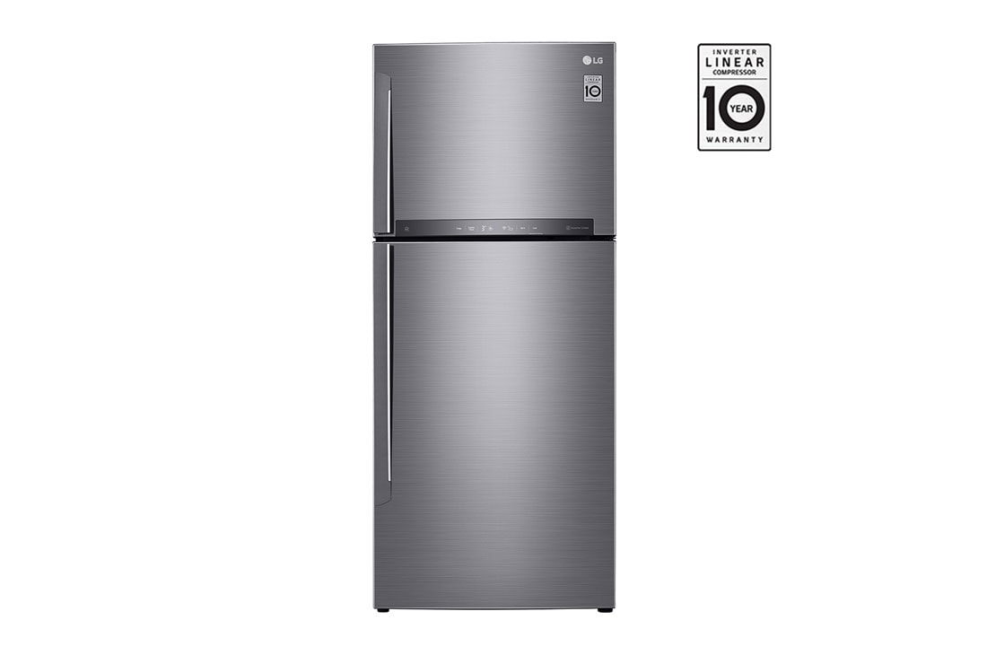 LG 444L, Silver, Top Freezer Refrigerator with Door Cooling, LINEAR Cooling? and HygieneFresh+?, GL-H432HLHL-Front , GL-H432HLHL