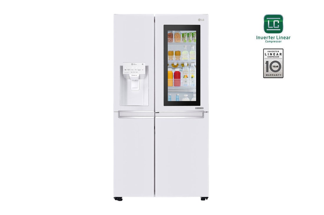 LG Side by Side Refrigerator, InstaView Door-in-Door?, White Color, Hygiene FRESH+?, ThinQ?, GC-X257CVVV