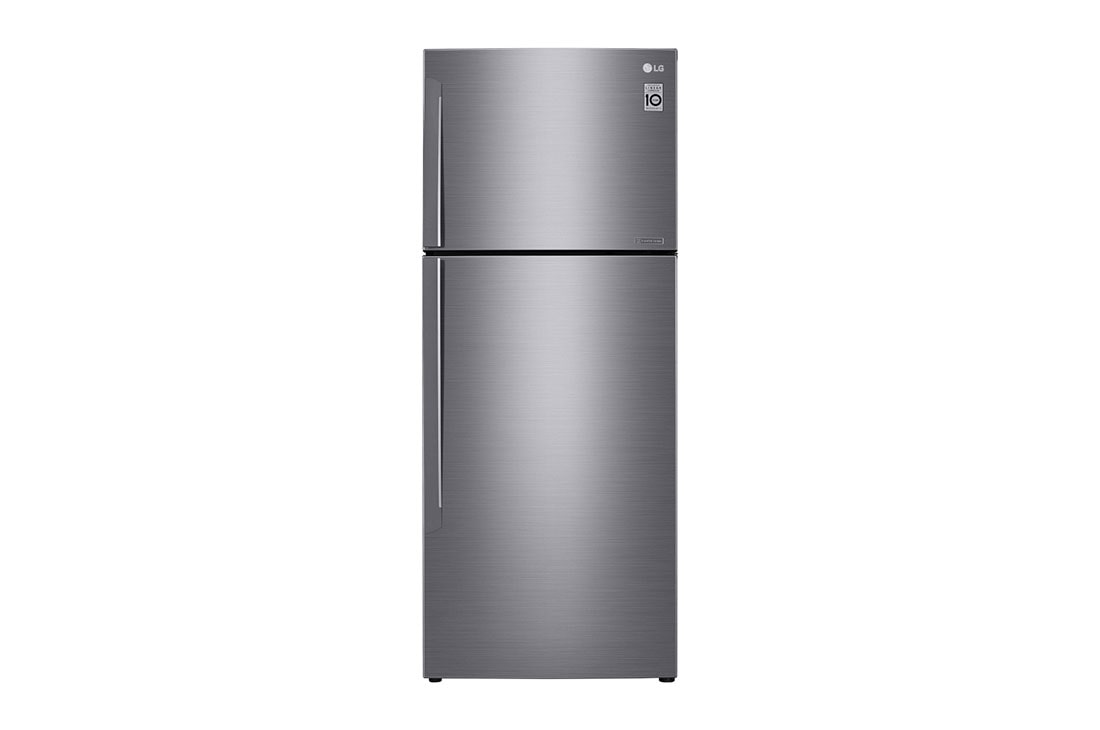 LG Top Mount Freezer, Platinum Silver, Smart Inverter Compressor, DoorCooling+?, Multi Air Flow , Front view, GL-C502HLCL
