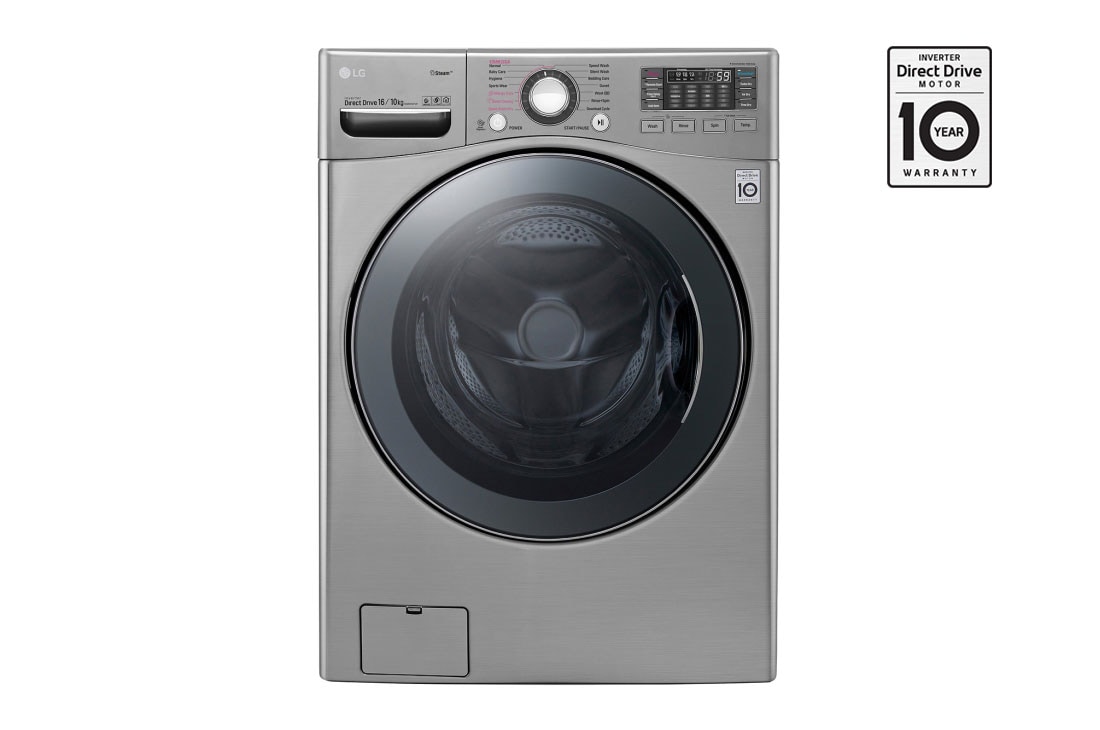 Front Load (Wash & Dry)Washing Machine 16/10kg, Silver, Inverter Direct Drive Motor, TurboWash, TrueSteam, Smart ThinQ