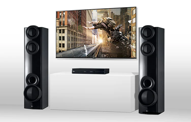 LG SYSTèME HOME CINéMA DOTé D’UNE PUISSANCE DE SORTIE DE 1000 W, DE 4.2 CANAUX, D’UN DOUBLE CAISSON DE BASSES, D’UNE ENTRéE AUXILIAIRE ET DE L’ENREGISTREMENT DIRECT USB, LHD675
