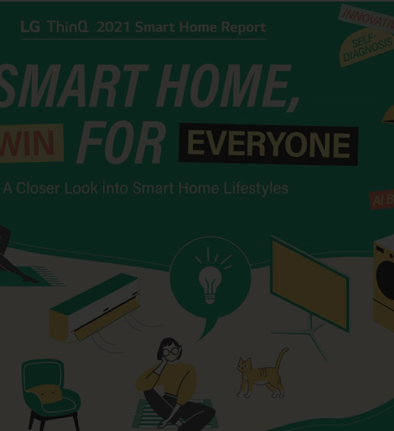 Illustration d’électroménager intelligent avec le texte ? Smart home, a win for everyone ?