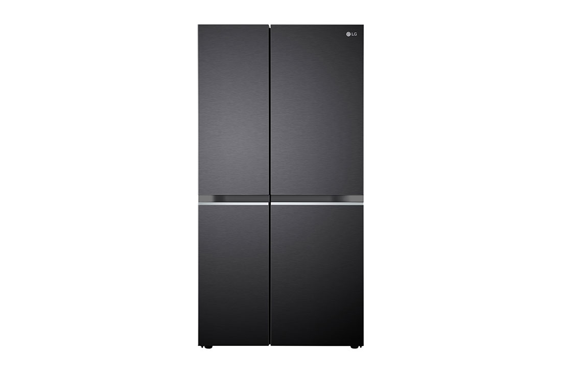 LG Réfrigérateur Side-by-Side LG 674L avec Multi-Air-Flow, Nombreux capteurs numériques, Smart Diagnosis?, finition noir mat, 3 étoiles, Front view, GC-B257KQJW