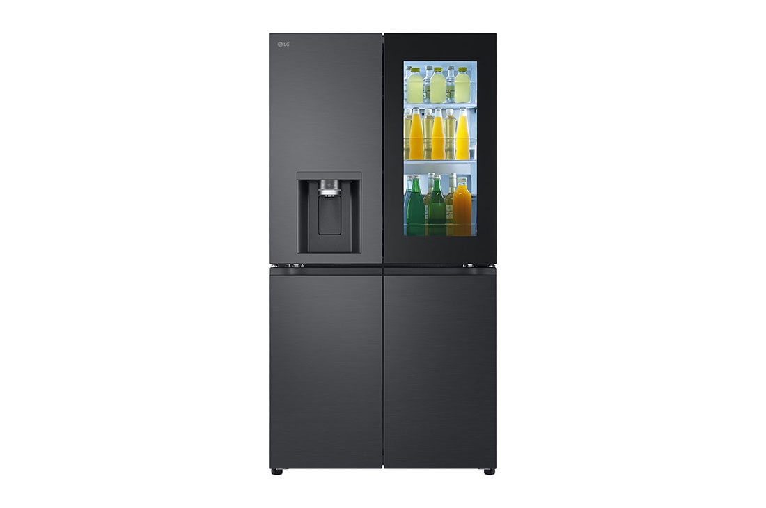 LG Verre noir InstaView, Réfrigérateur à porte fran?aise, Acier noir essence, Front view, GC-X24FFCAB