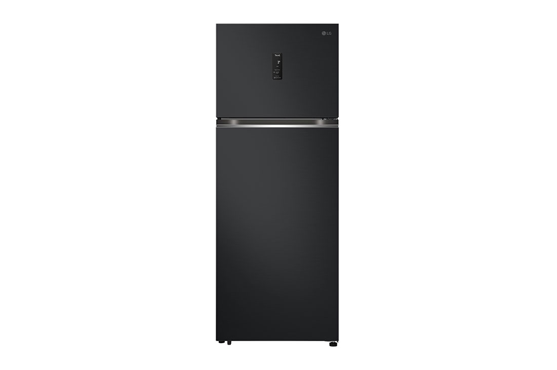 LG 473L Réfrigérateur avec compartiment congélateur supérieur en noir mat essence, devant, GN-F452PFAQ