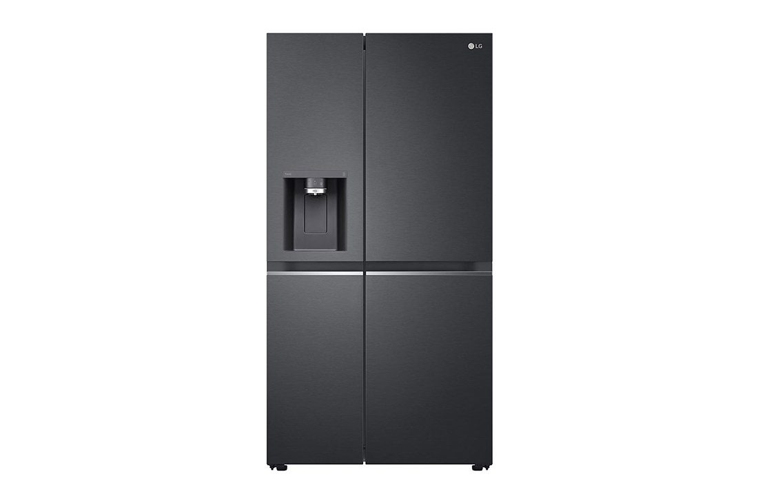 LG 674L Réfrigérateur Side-by-Side avec distributeur d’eau UVnano? en finition noir mat, Front view, GC-L257KLKW