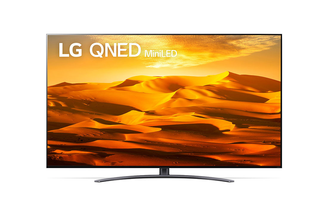 LG  LG QNED91 Smart TV Entrée de résolution 4K MiniLED de 75 pouces, Vue avant du téléviseur QNED de LG avec image de remplissage et logo du produit, 75QNED916QA
