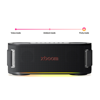 Enceinte LG XBOOM avec éclairage IA qui s'adapte aux modes voix, ambiance et fête