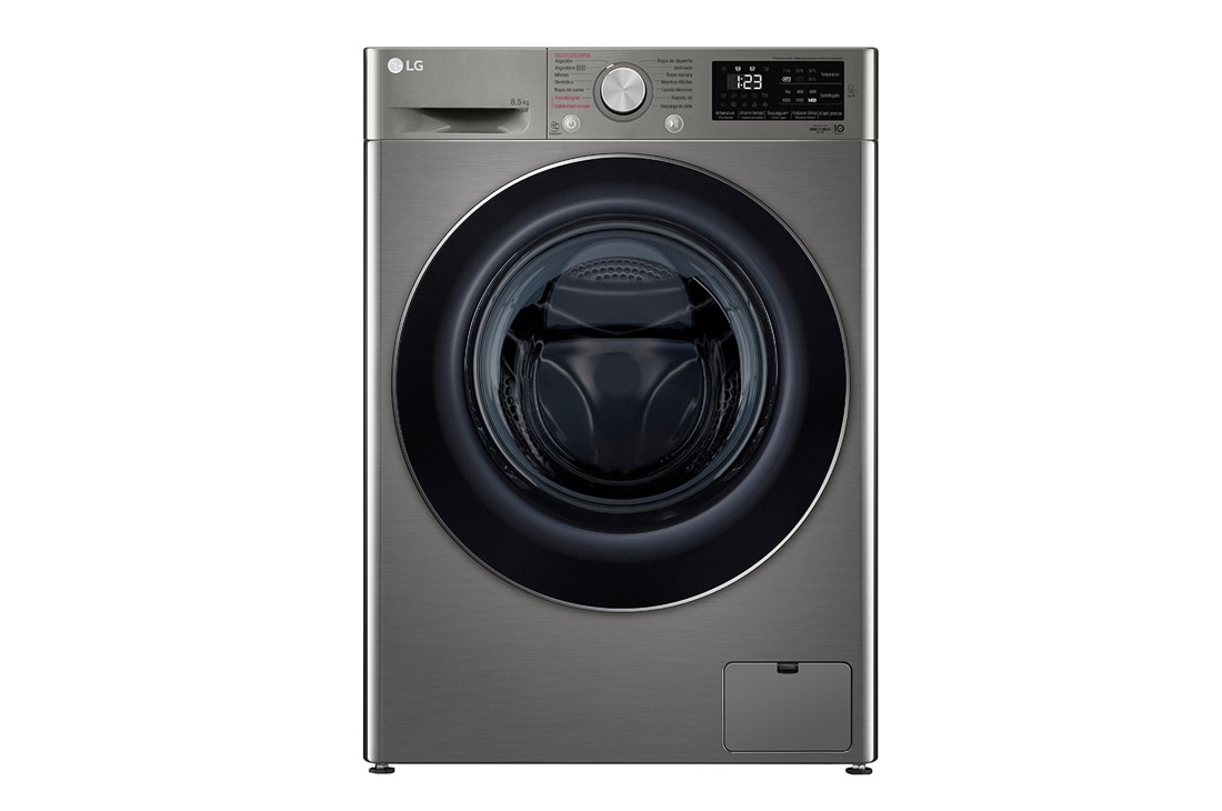 LG Lavarropas carga frontal 8,5 KG │ Gris mate │ Inverter Direct Drive │ AI DD │ Steam, Front View, WM85VVC5S6P