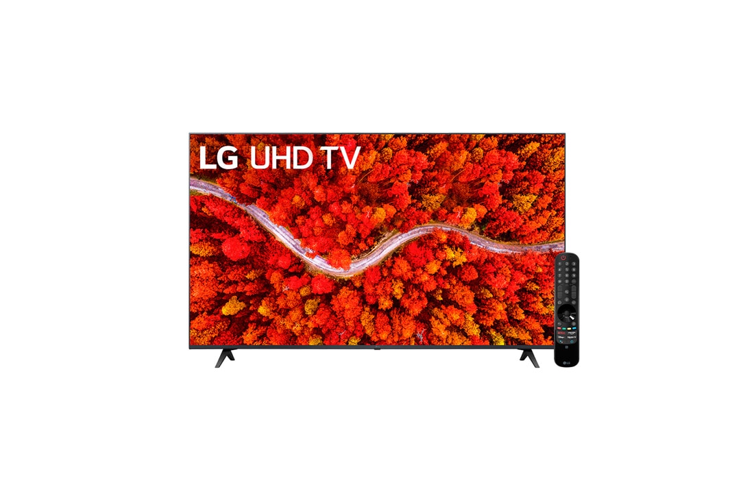 LG UHD ThinQ AI 75'', vista frontal con imagen de relleno, 75UP7750PSB