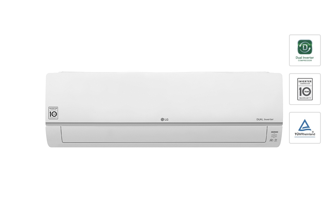 LG 1.5Ton Dual Inverter Premium Air Conditioner with Ionizer and ThinQ? Function, front view, S4-Q18KL2PE