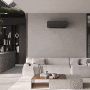 Un climatiseur LG avec un design premium à l’apparence épurée moderne se fond dans un salon élégant et rafra?chit l’espace.	