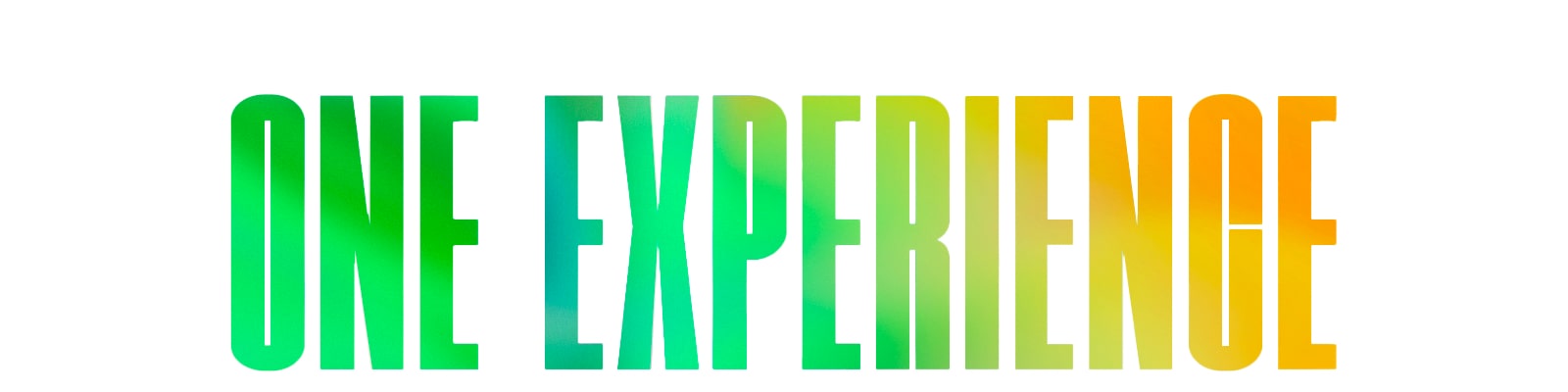 Les mots ? UNE EXPéRIENCE ? dans un motif dégradé vert et jaune.