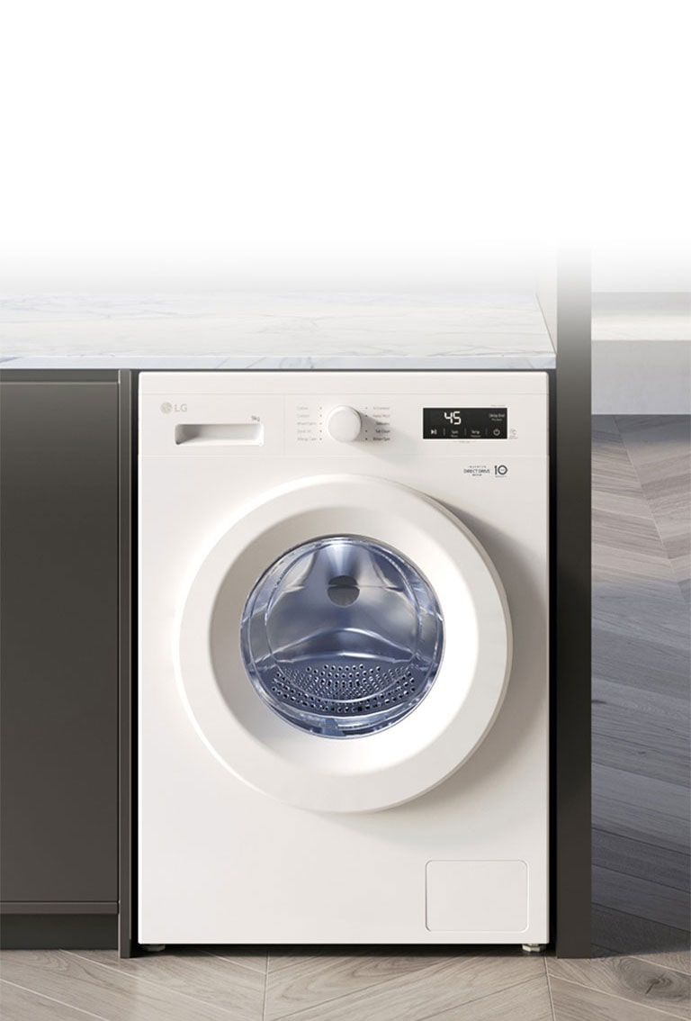La coupe intérieure de la machine à laver est affichée
