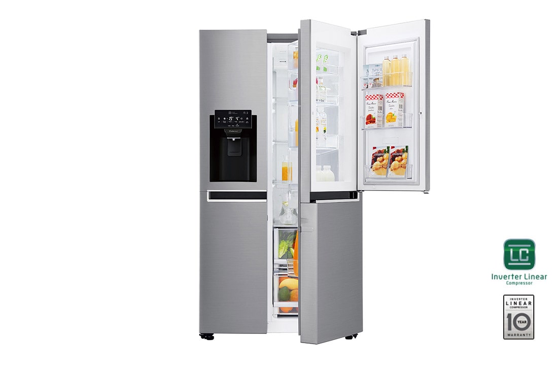 LG 601L capacité | Door-in-Door? | Espace de refroidissement et de congélation supplémentaire  |Total no Frost | Distributeur d'eau et de gla?ons | Compresseur Linéare Inverter, GSJ760PZUZ