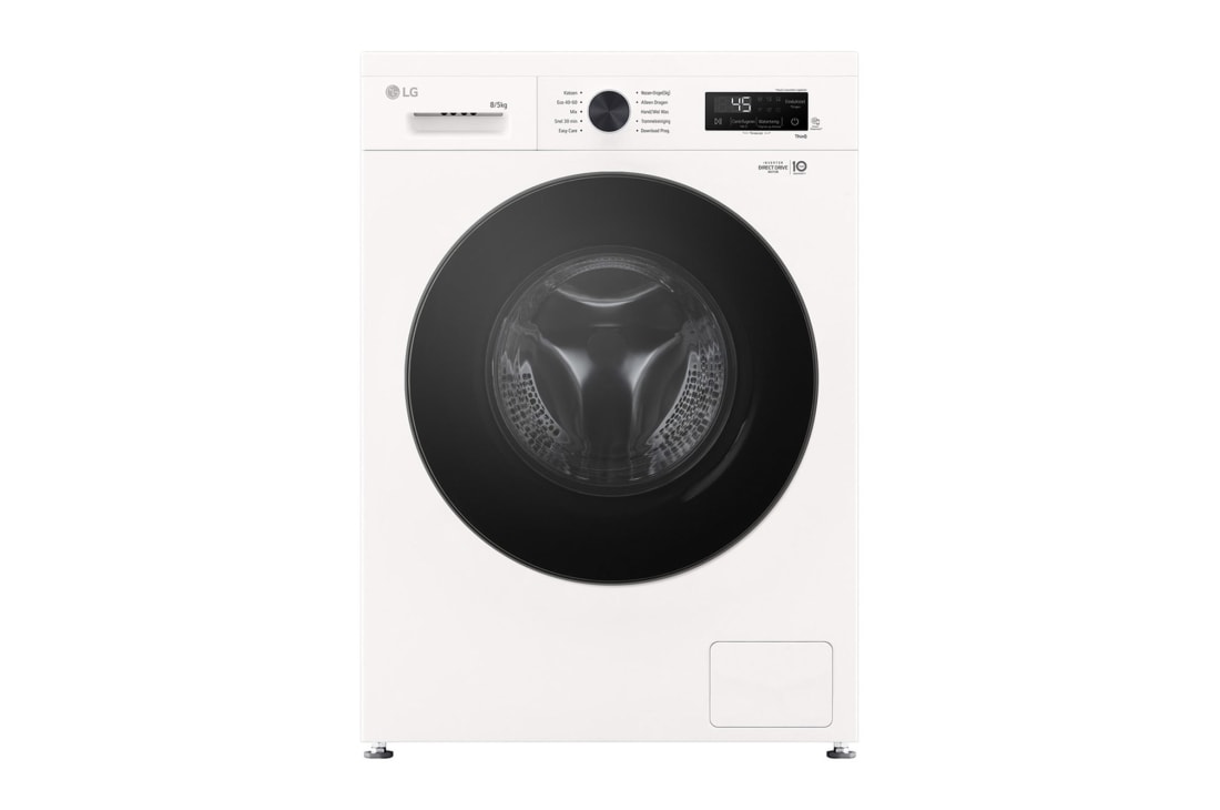 LG 8/5kg Lave-linge séchant Blanc | 6 motion DD? | Steam? | ThinQ?, Front view, W4X1085NWB