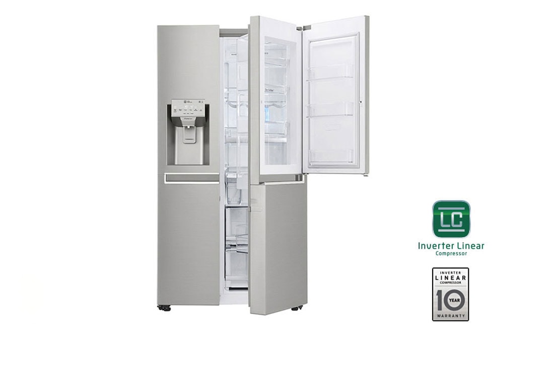 LG Door-in-Door? | 601L capacité | Espace de refroidissement et de congélation supplémentaire  | Total no Frost | Distributeur d'eau et de gla?ons |  Compresseur Linéare Inverter, GSJ470DIDV