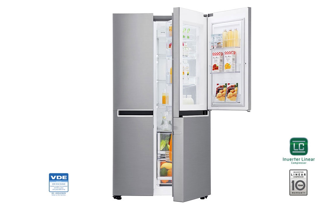 LG 601L capacité | Door-in-Door? | Espace de refroidissement et de congélation supplémentaire  |Total no Frost | Distributeur d'eau et de gla?ons | Compresseur linéaire Inverter, GSJ761PZUZ