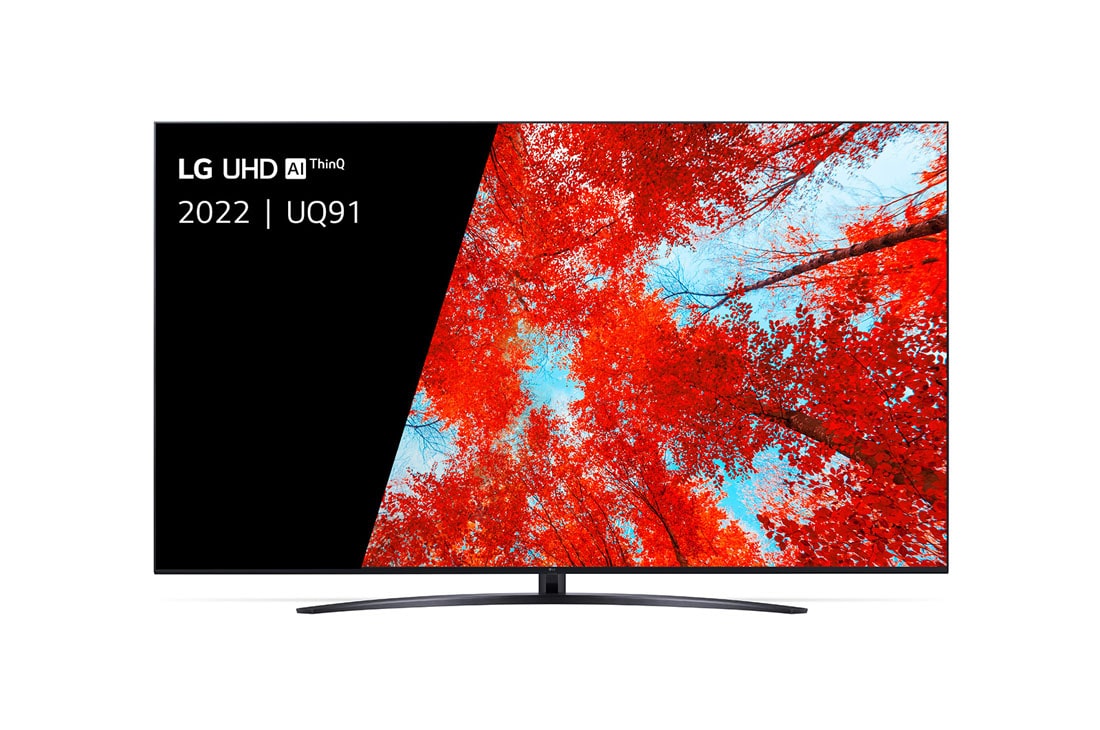 LG TéLéVISEUR UHD 4K, Vue avant du téléviseur UHD de LG avec image de remplissage et logo du produit, 86UQ91006LA