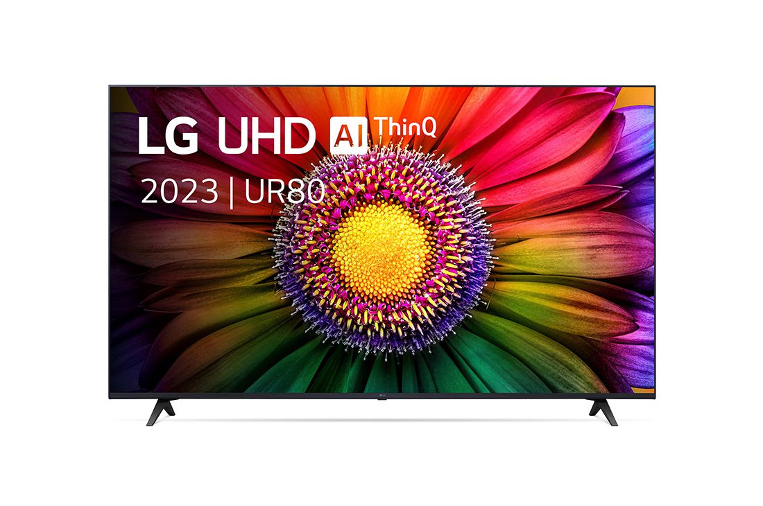 LG UHD UR80 75'' 4K Smart TV 2023, Vue avant du téléviseur UHD de LG, 75UR80006LJ