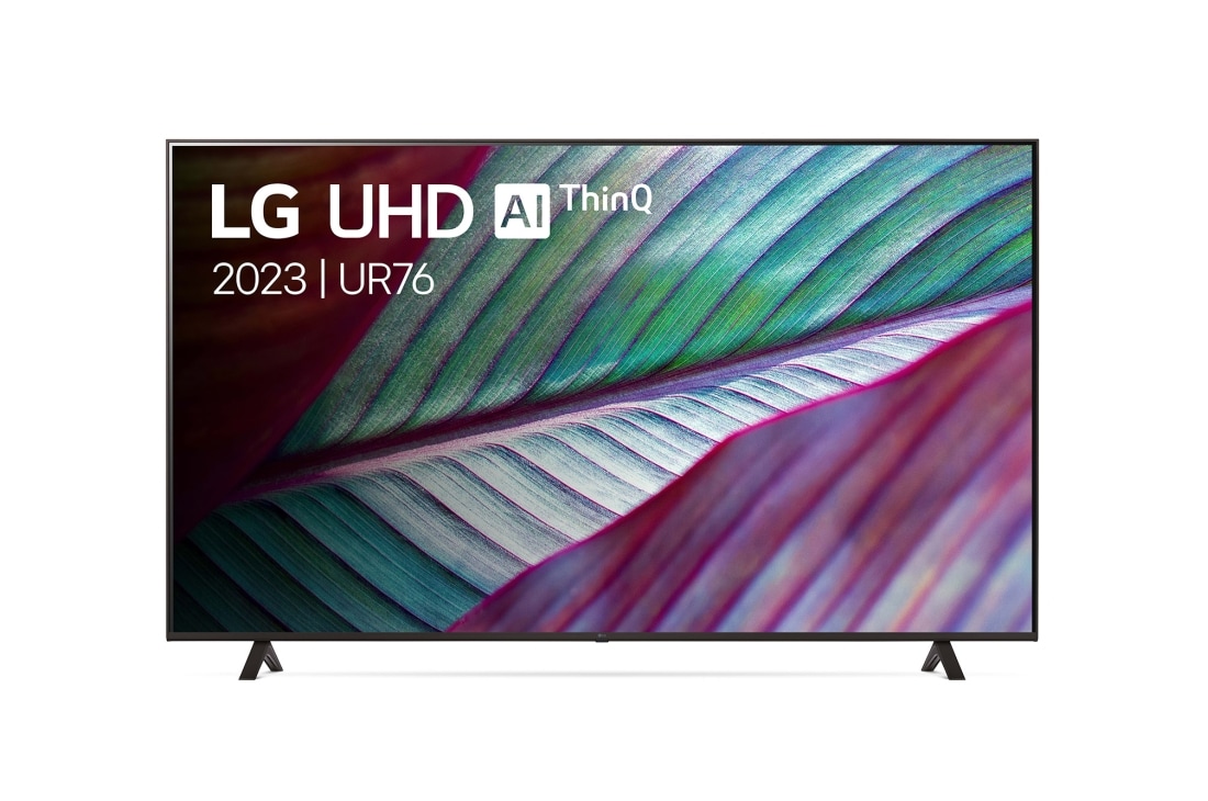 LG 65 pouces LG LED UHD UR76 4K Smart TV - 65UR76006LL, Vue avant du téléviseur UHD de LG, 65UR76006LL