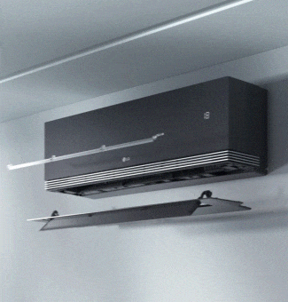 Анимация на климатик LG, демонстрираща функцията Dual Vane за прецизен контрол на въздушния поток.