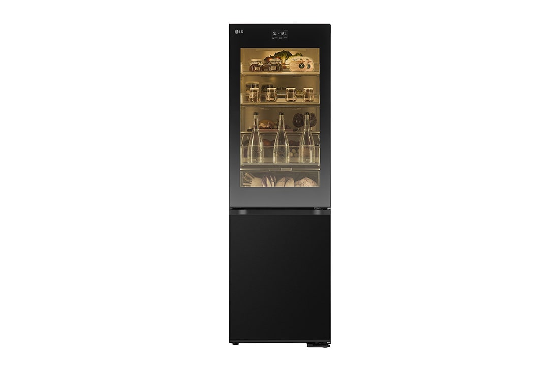 LG InstaView? хладилник c долна камера, DoorCooling<sup>+</sup>? и ThinQ? технология, 349L капацитет, Изглед отпред, GBG7190CEV