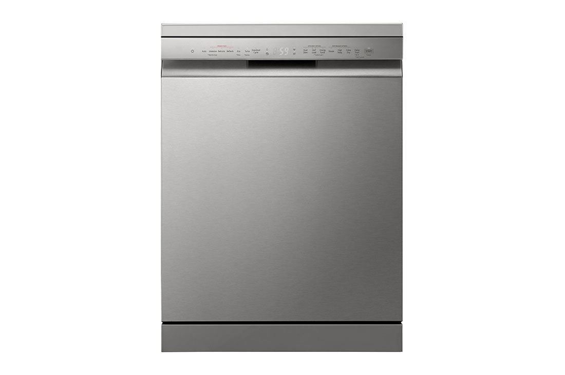 LG QuadWash? Съдомиялна с пара TrueSteam? технология, Авт. отваряне на вратата, 14 комплекта съдове, ThinQ? WiFi, Изглед отпред, DF365FPS