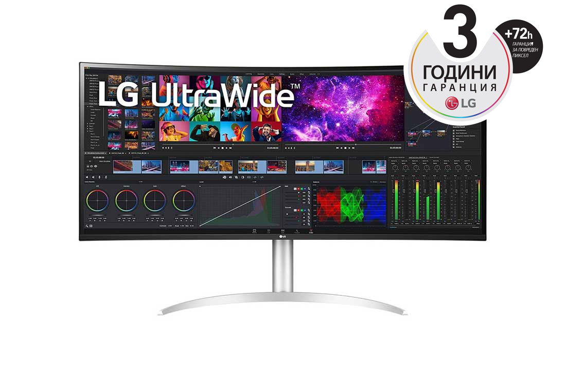 LG 39,7-инчов извит UltraWide? 5K2K Nano IPS дисплей, изглед отпред, 40WP95CP-W